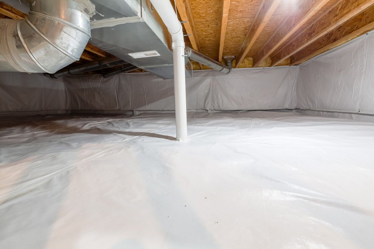 Crawl Space Fully Encapsulated With Thermoregulatory Blankets
